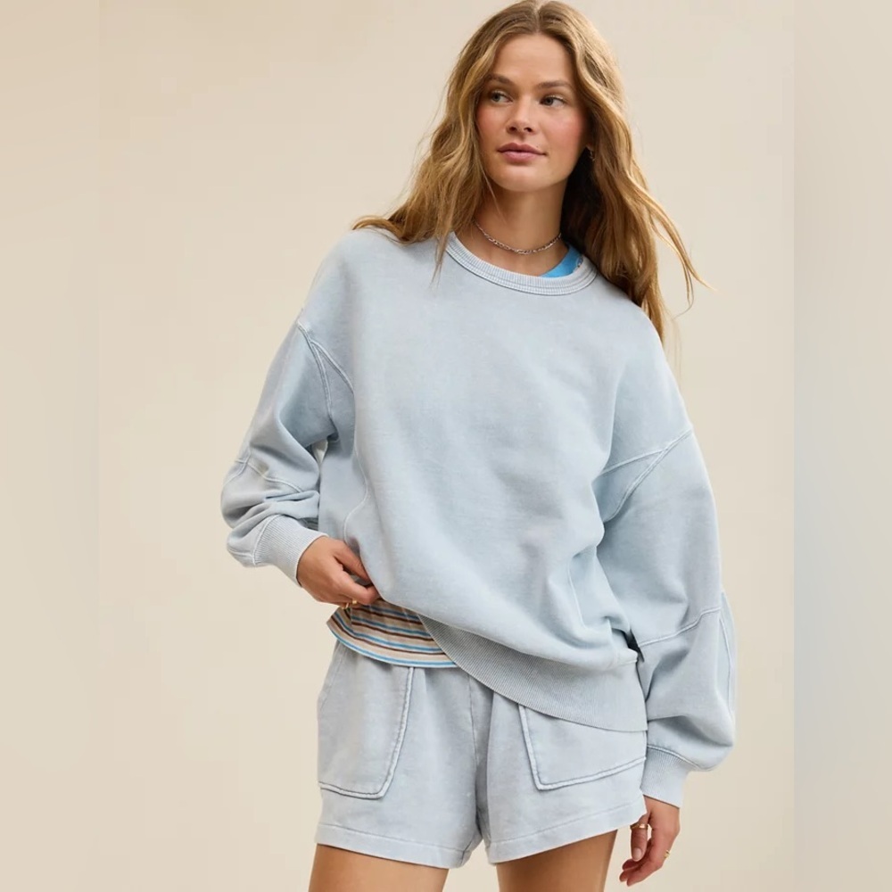 NWT Aerie soft light blue crewneck oversized sweater size medium - Picture 2 of 6